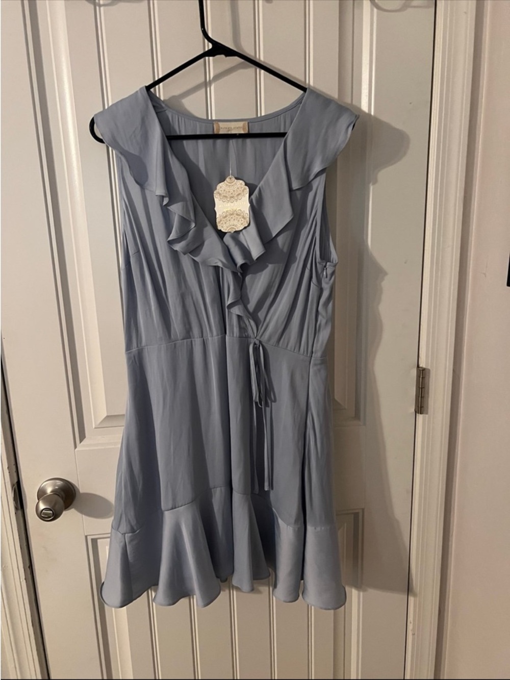 Altar'd State Light Blue Ruffle Wrap Mini Dress